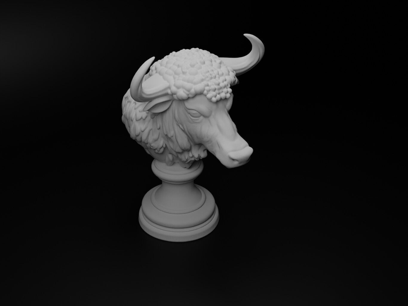Buffalo Animal Bust Chess 3D print model_2