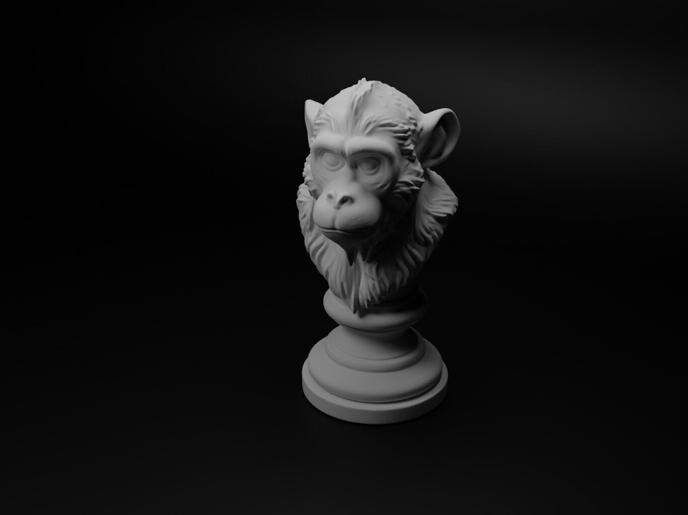 Capuchin Monkey Animal Bust Chess 3D print model_1