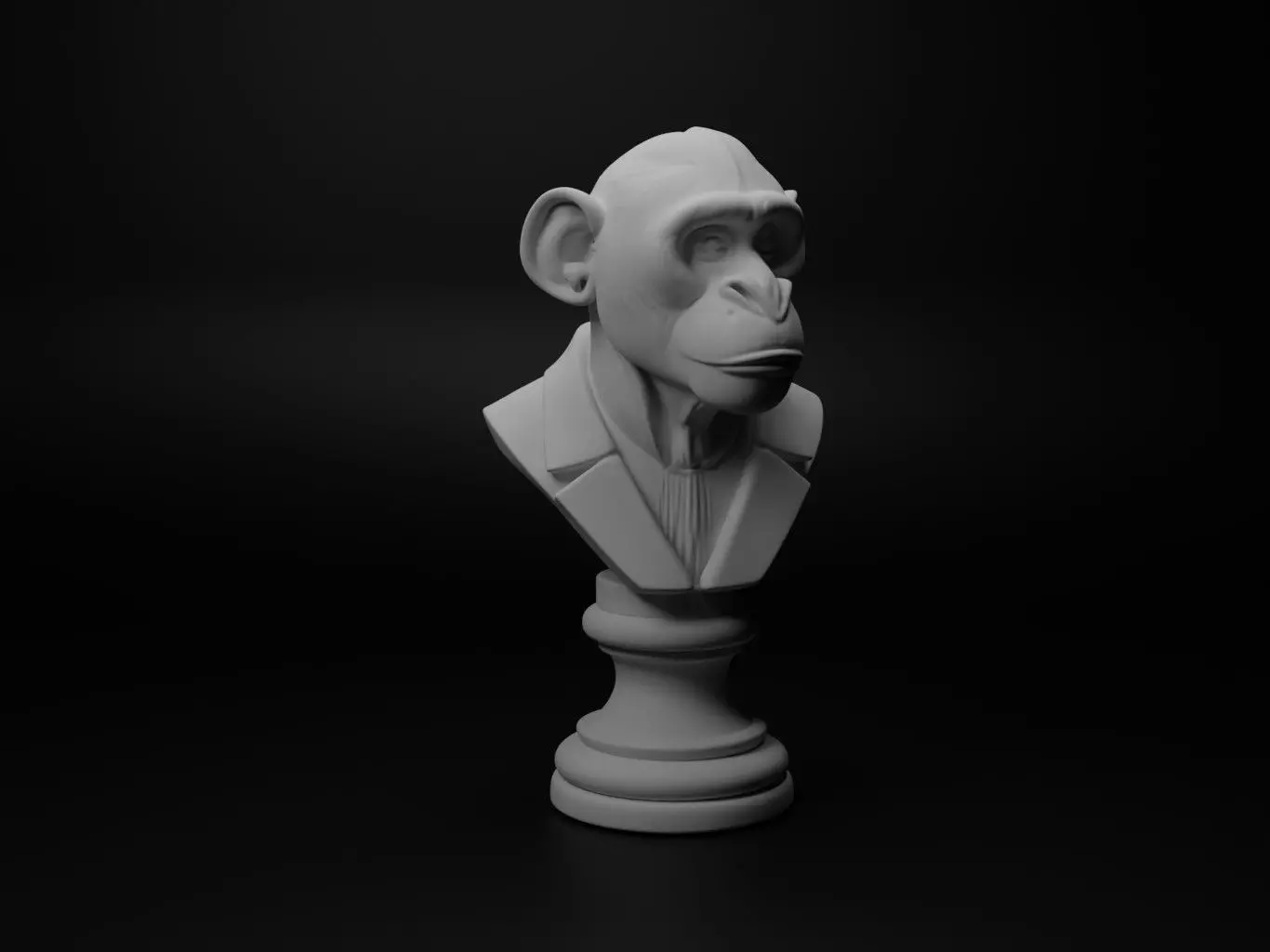 Capuchin Monkey Animal Bust Chess 3D print model_0