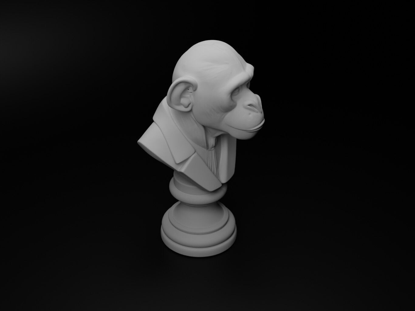 Capuchin Monkey Animal Bust Chess 3D print model_2