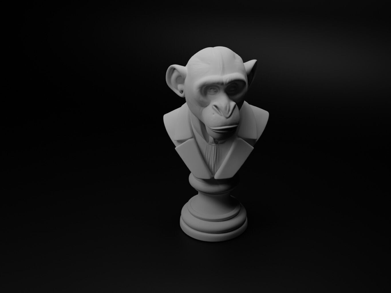 Capuchin Monkey Animal Bust Chess 3D print model_1