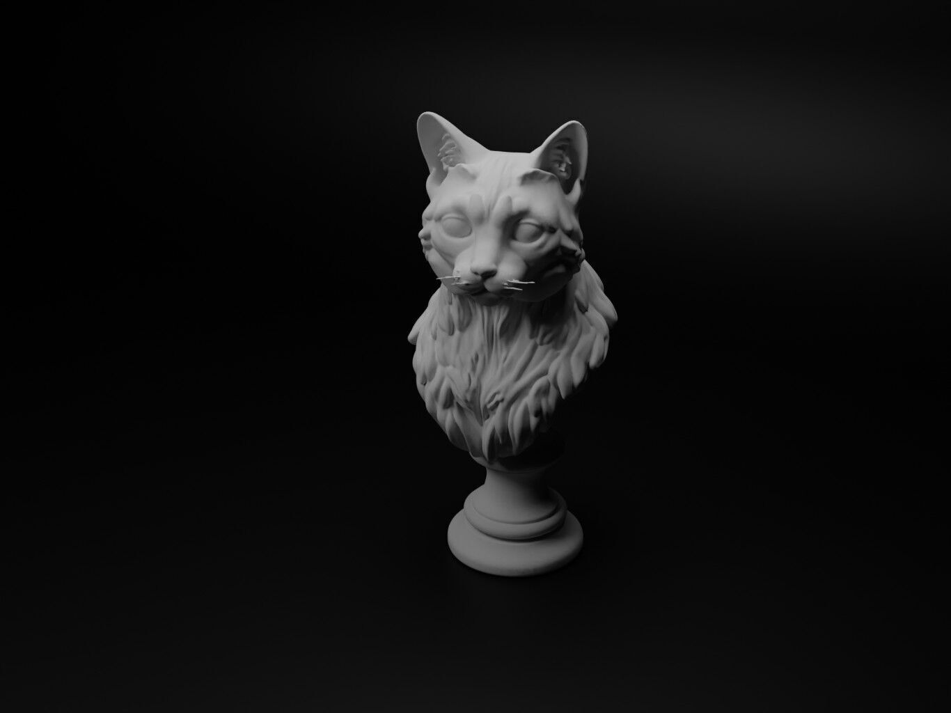 Cat Animal Bust Chess 3D print model_1