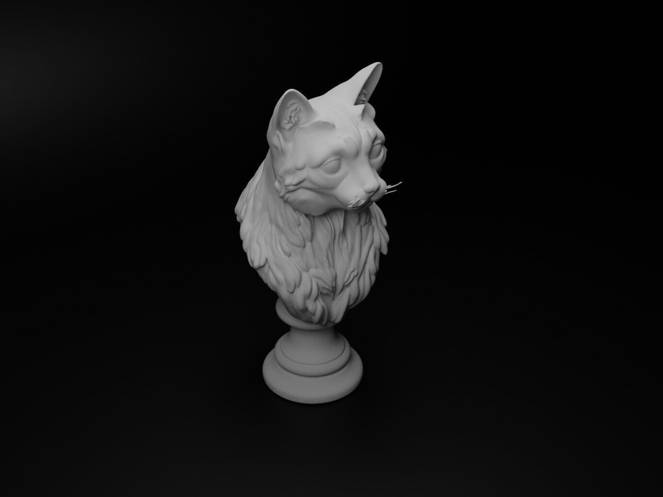 Cat Animal Bust Chess 3D print model_2
