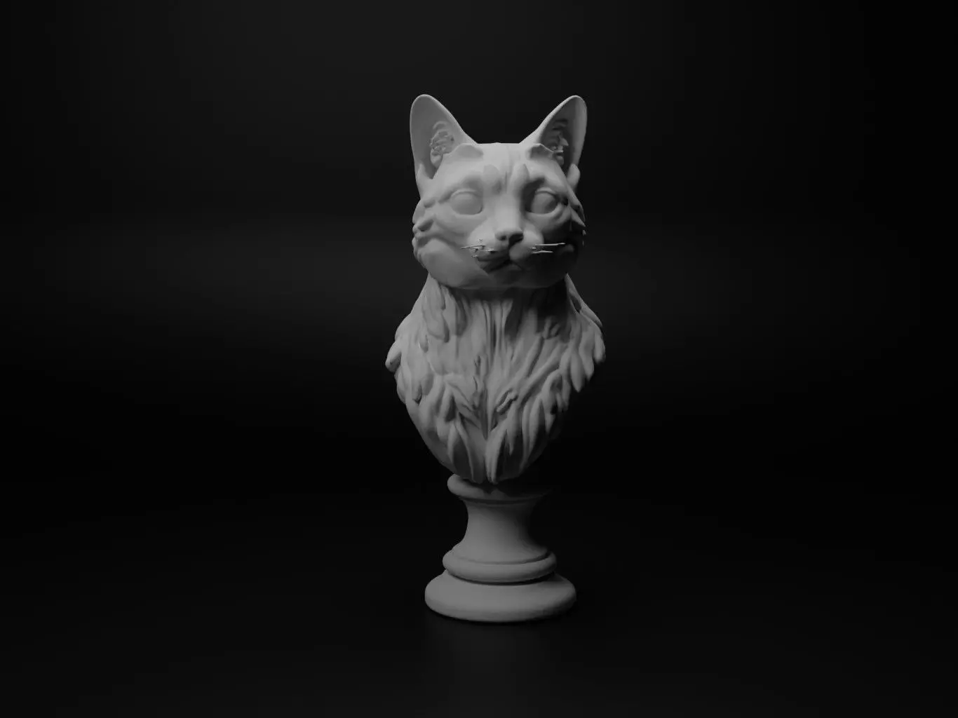 Cat Animal Bust Chess 3D print model_0