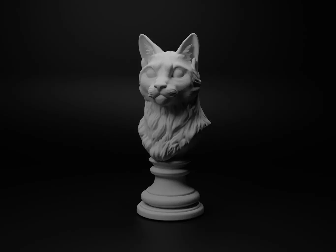 Cat Animal Bust Chess 3D print model_0