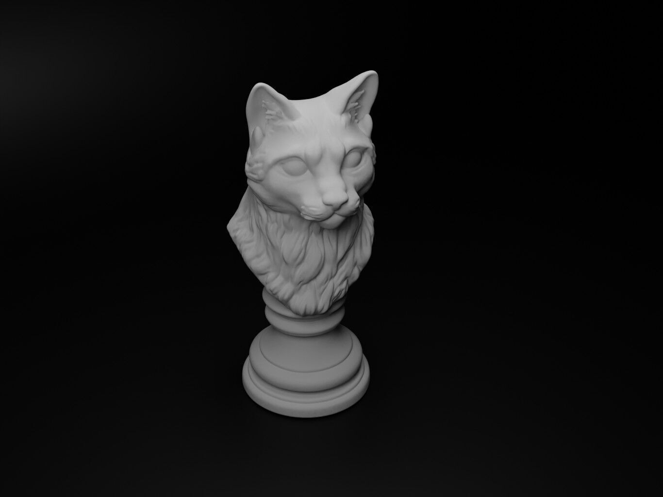 Cat Animal Bust Chess 3D print model_2