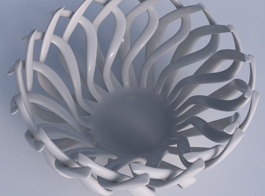 Bowl wide cylindrical with twisted sharp muscle structure squ... 3D print model_1