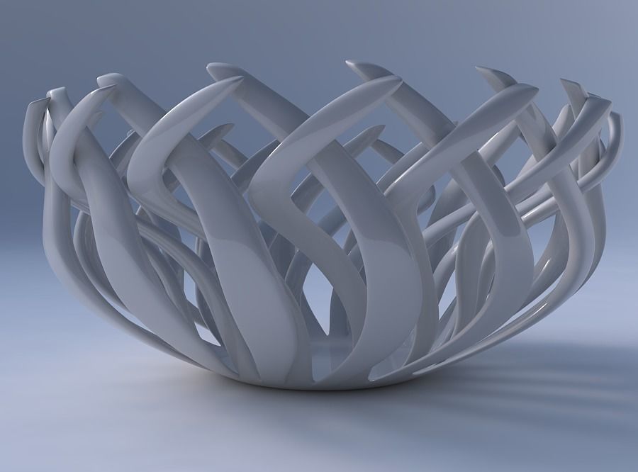 Bowl wide cylindrical with twisted sharp muscle structure squ... 3D print model_4
