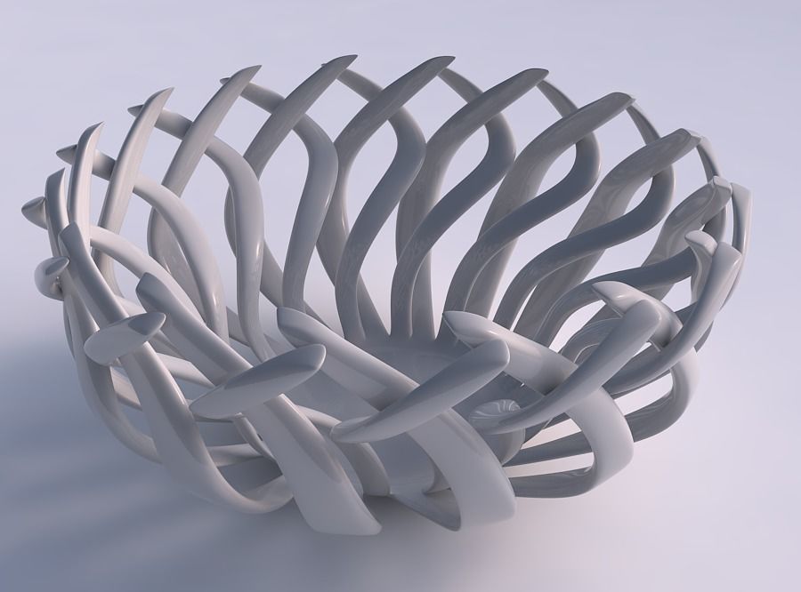 Bowl wide cylindrical with twisted sharp muscle structure squ... 3D print model_0