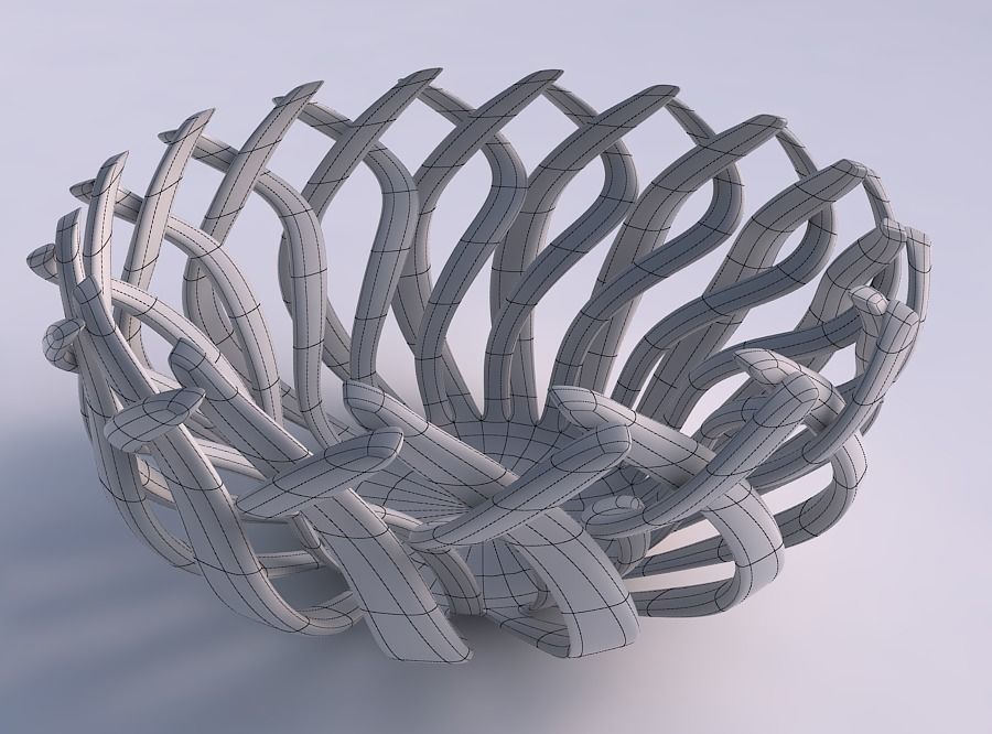 Bowl wide cylindrical with twisted sharp muscle structure squ... 3D print model_5