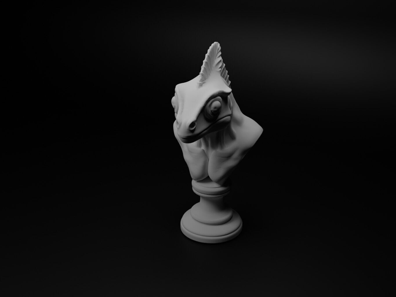 Chameleon Animal Bust Chess 3D print model_1