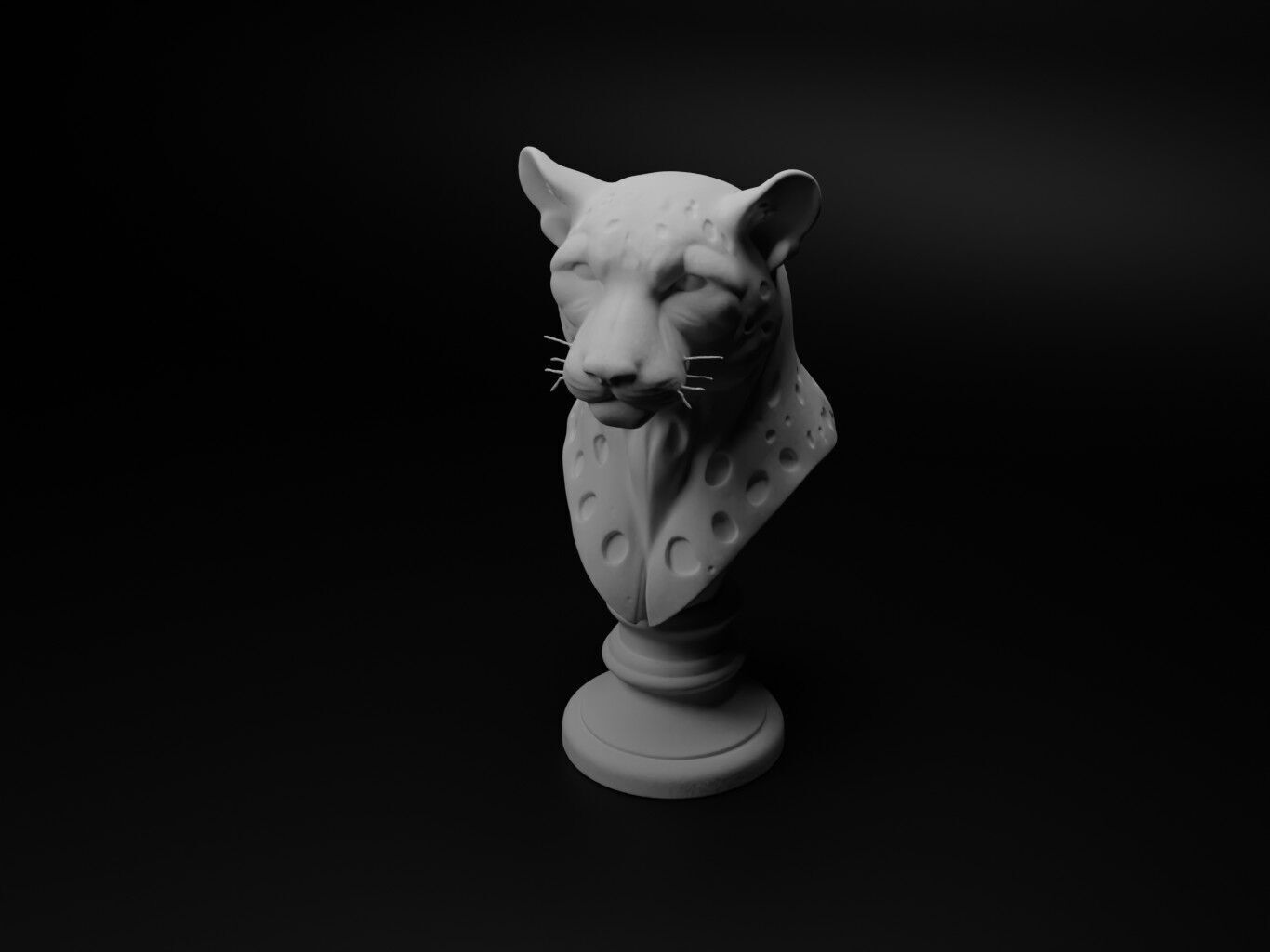 Cheetah Animal Bust Chess 3D print model_1