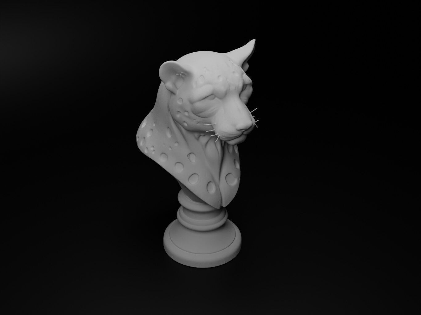 Cheetah Animal Bust Chess 3D print model_2