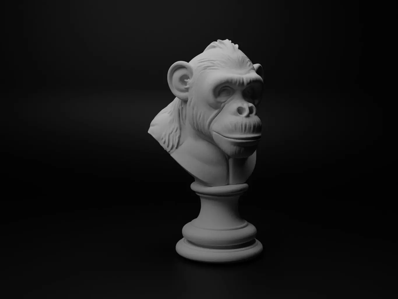 Chimpanzee Animal Bust Chess 3D print model_0