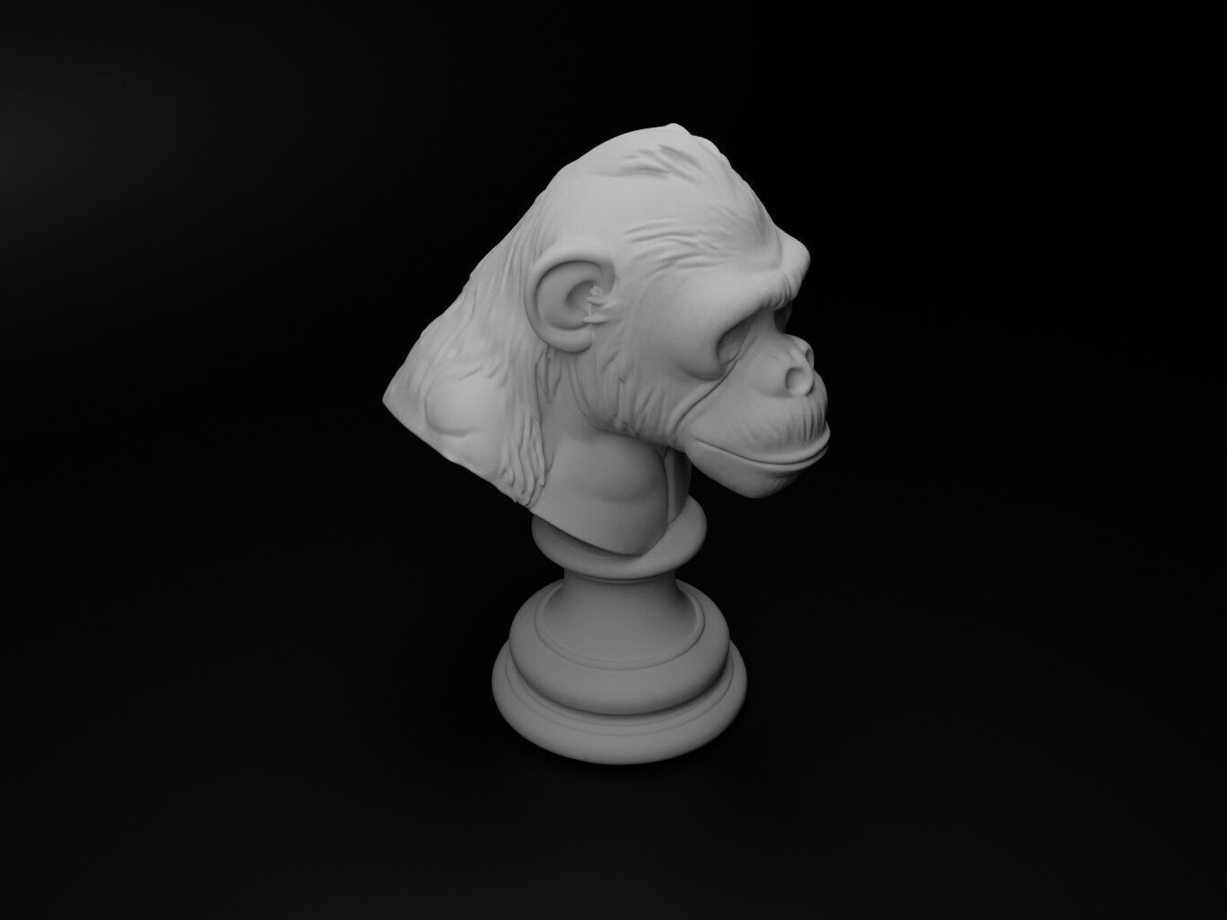 Chimpanzee Animal Bust Chess 3D print model_2