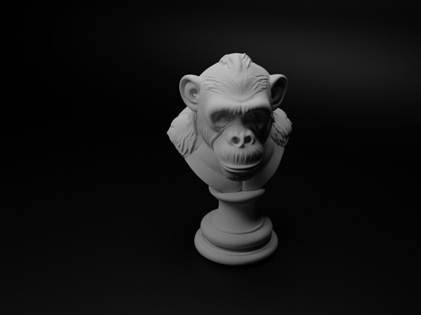 Chimpanzee Animal Bust Chess 3D print model_1