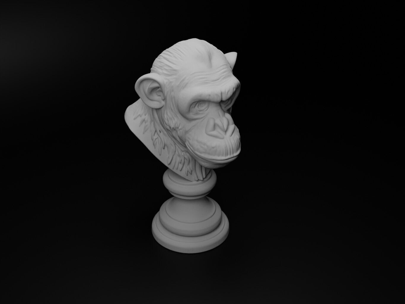 Chimpanzee Animal Bust Chess 3D print model_2