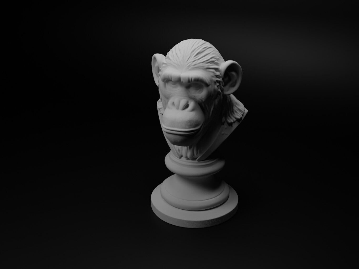 Chimpanzee Animal Bust Chess 3D print model_1