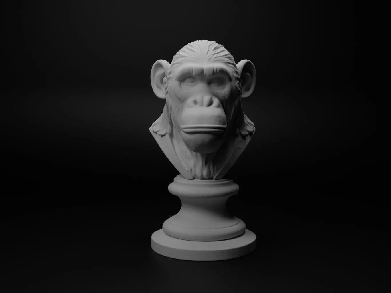 Chimpanzee Animal Bust Chess 3D print model_0