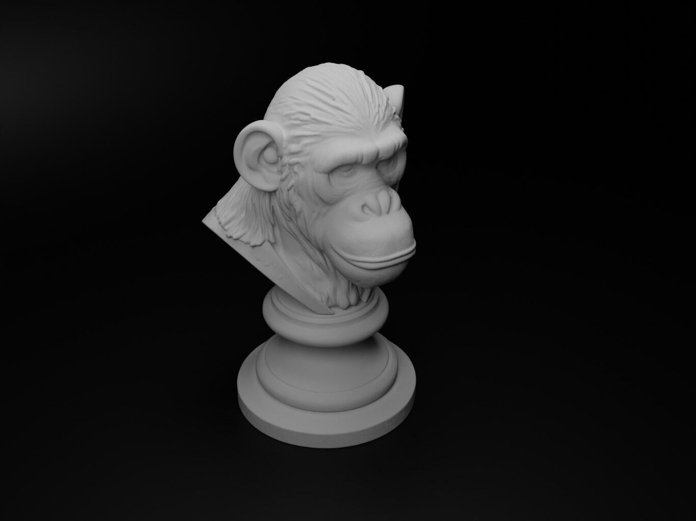 Chimpanzee Animal Bust Chess 3D print model_2