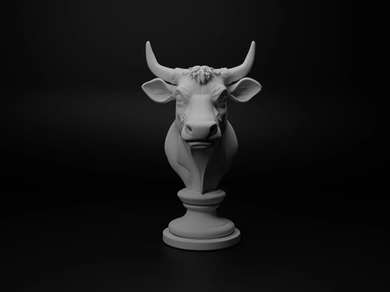 Cow Animal Bust Chess 3D print model_0