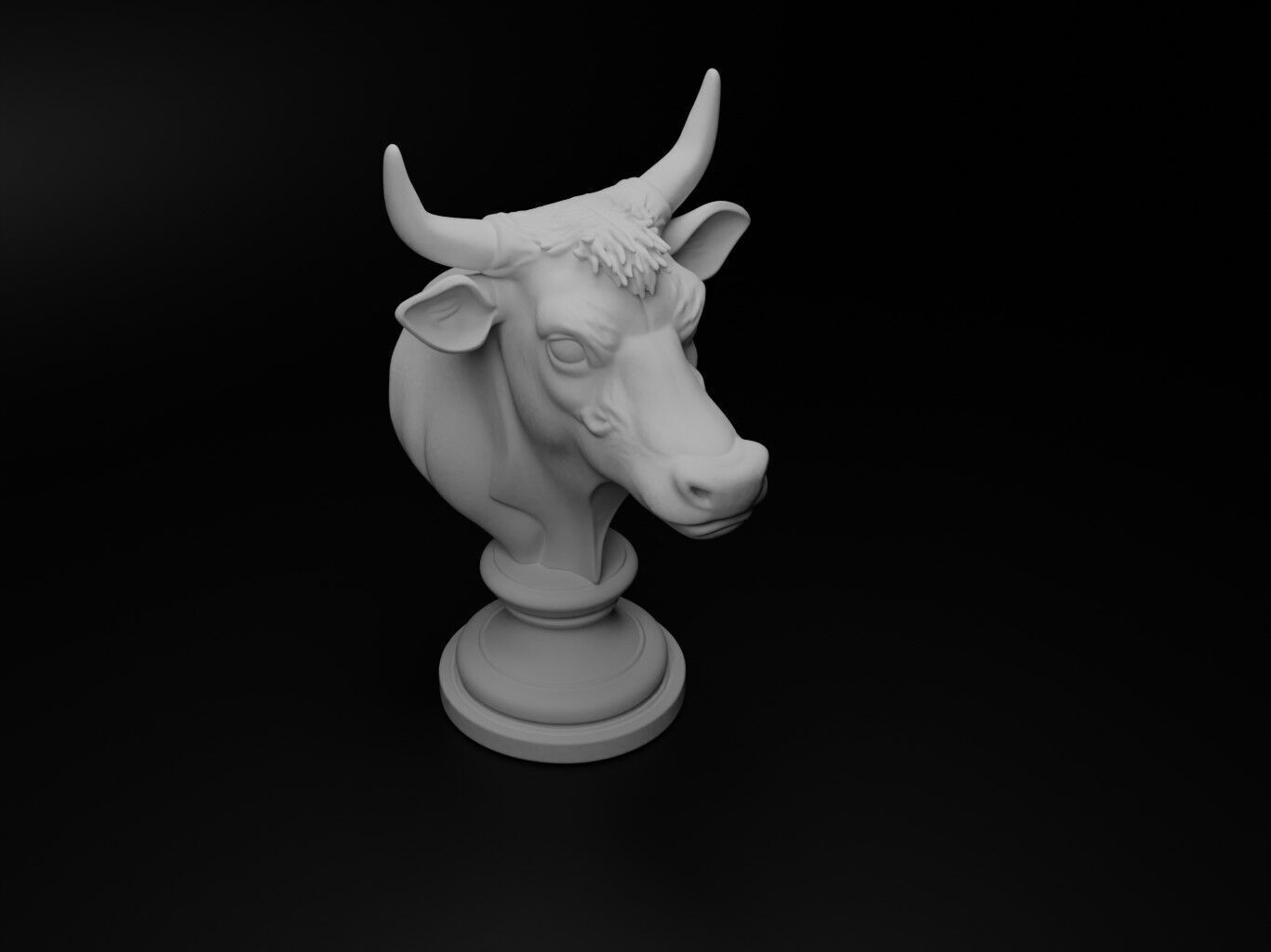 Cow Animal Bust Chess 3D print model_2