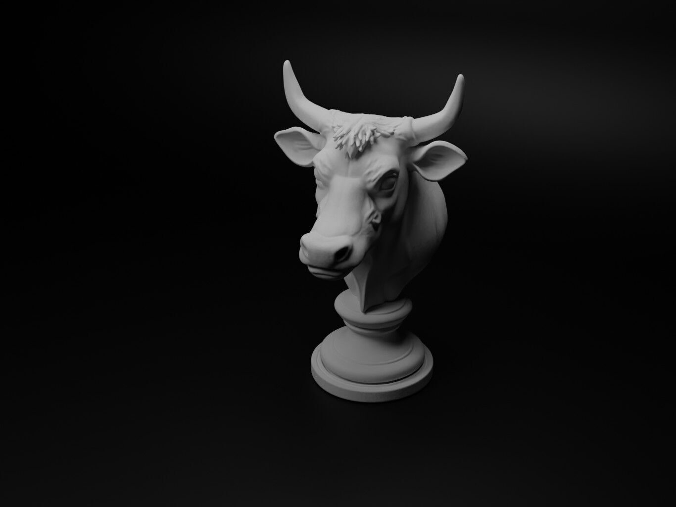 Cow Animal Bust Chess 3D print model_1