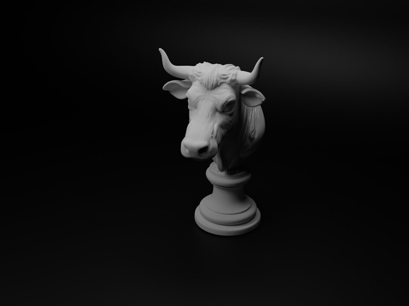 Cow Animal Bust Chess 3D print model_1