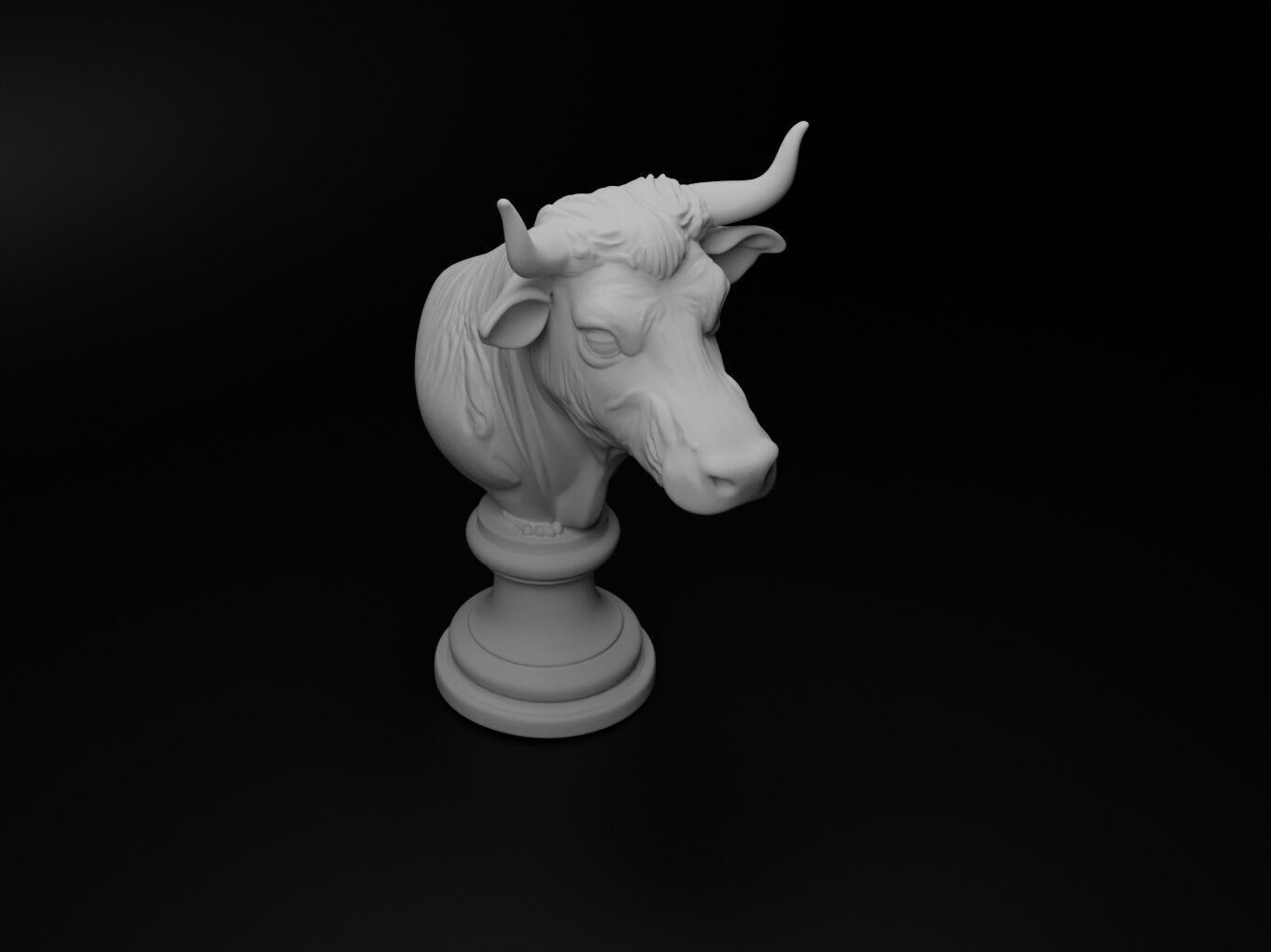 Cow Animal Bust Chess 3D print model_2