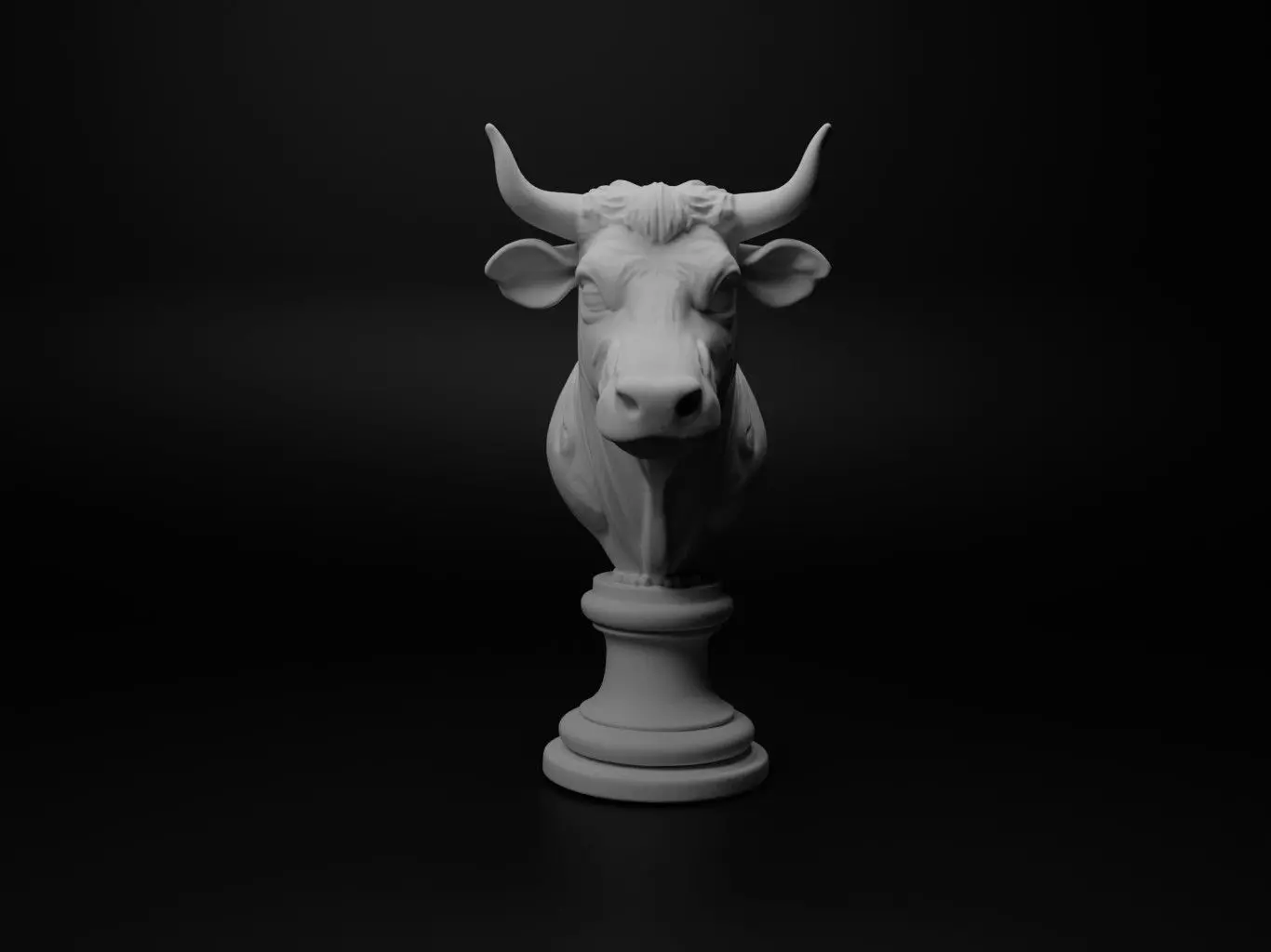 Cow Animal Bust Chess 3D print model_0