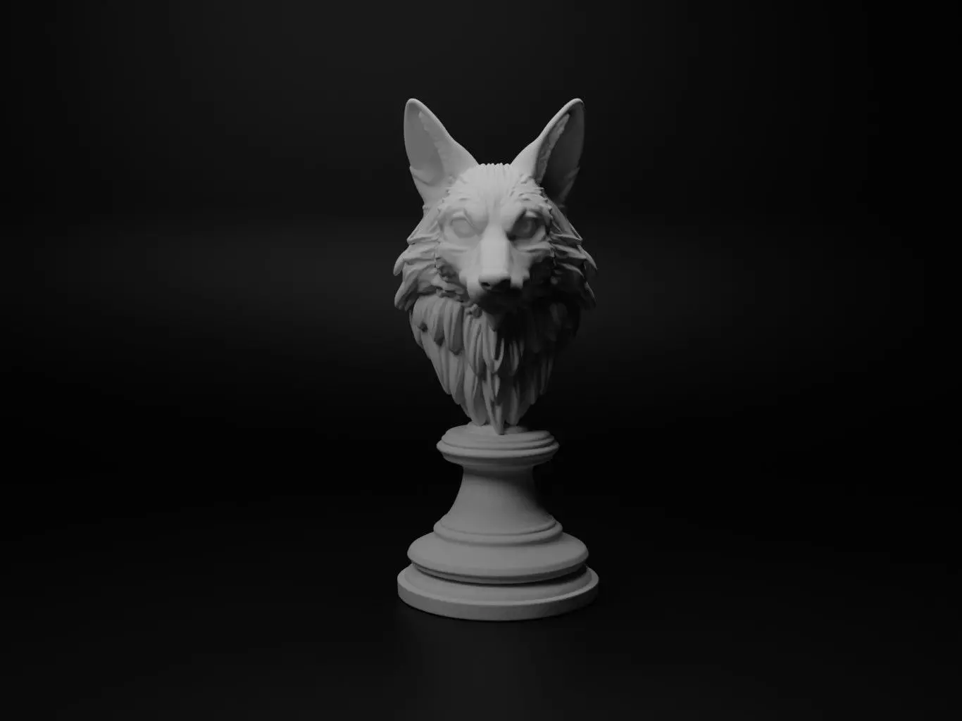 Coyote Animal Bust Chess 3D print model_0