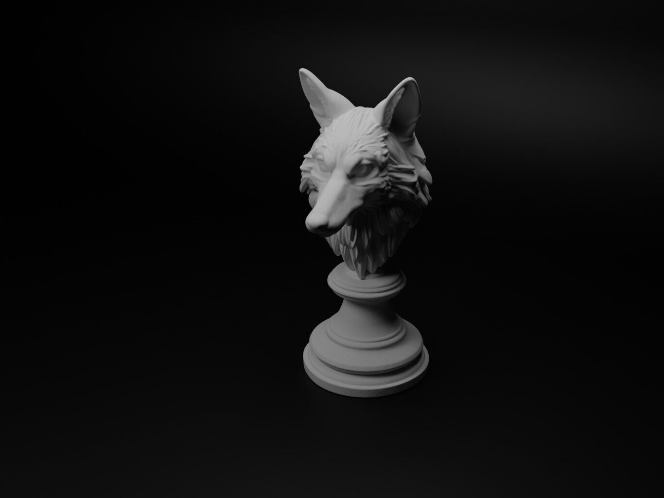 Coyote Animal Bust Chess 3D print model_1