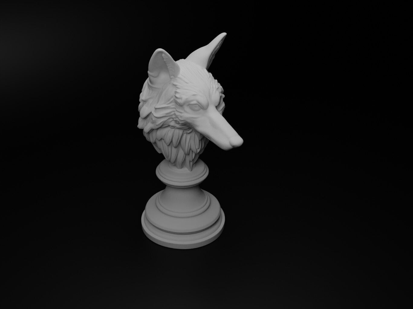 Coyote Animal Bust Chess 3D print model_2