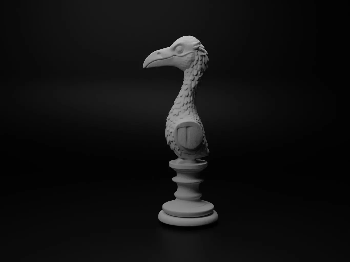 Crane Animal Bust Chess 3D print model_0