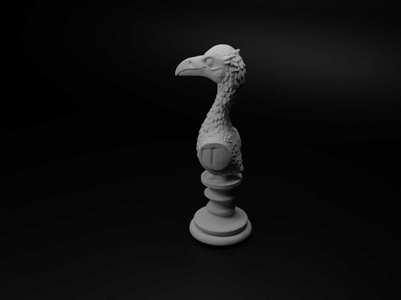 Crane Animal Bust Chess 3D print model_1