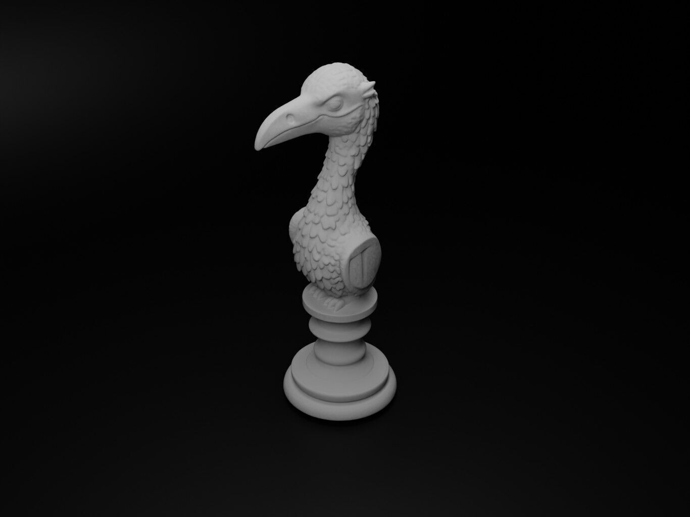 Crane Animal Bust Chess 3D print model_2