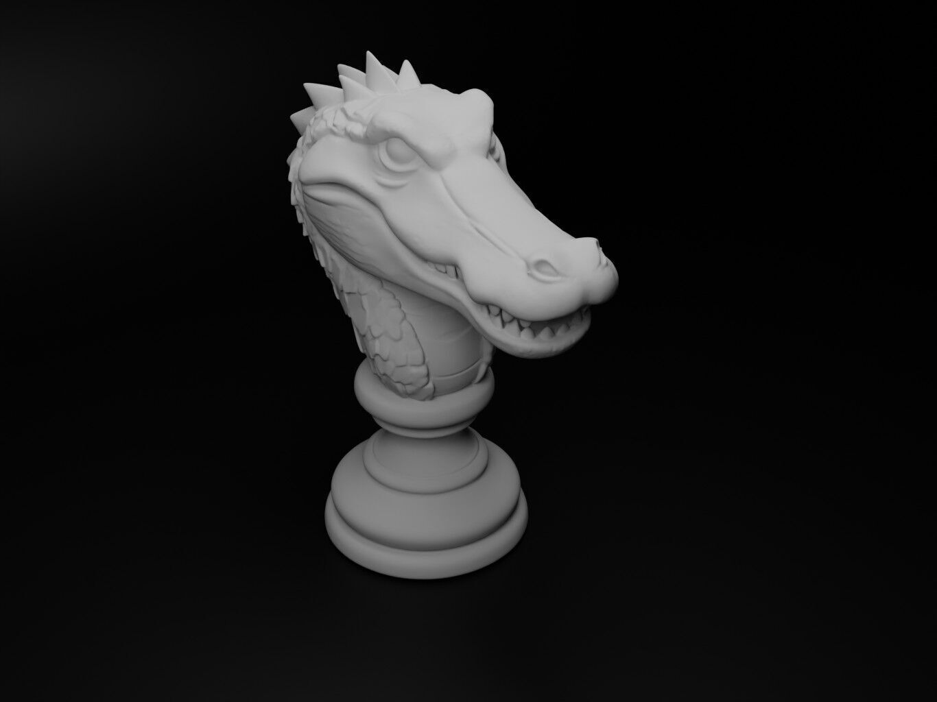 Crocodile Animal Bust Chess 3D print model_2