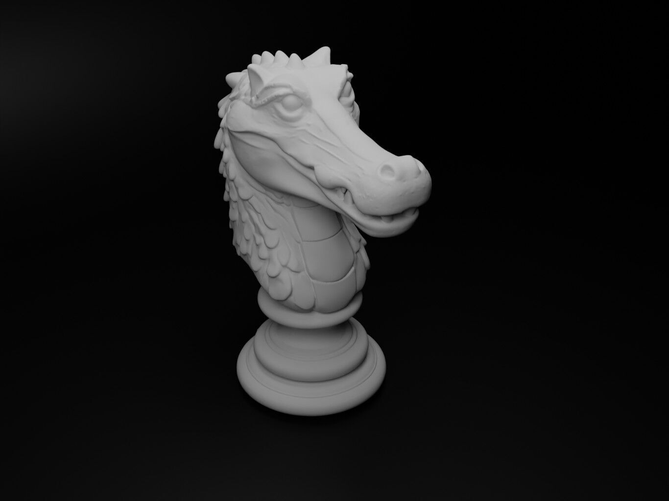 Crocodile Animal Bust Chess 3D print model_2