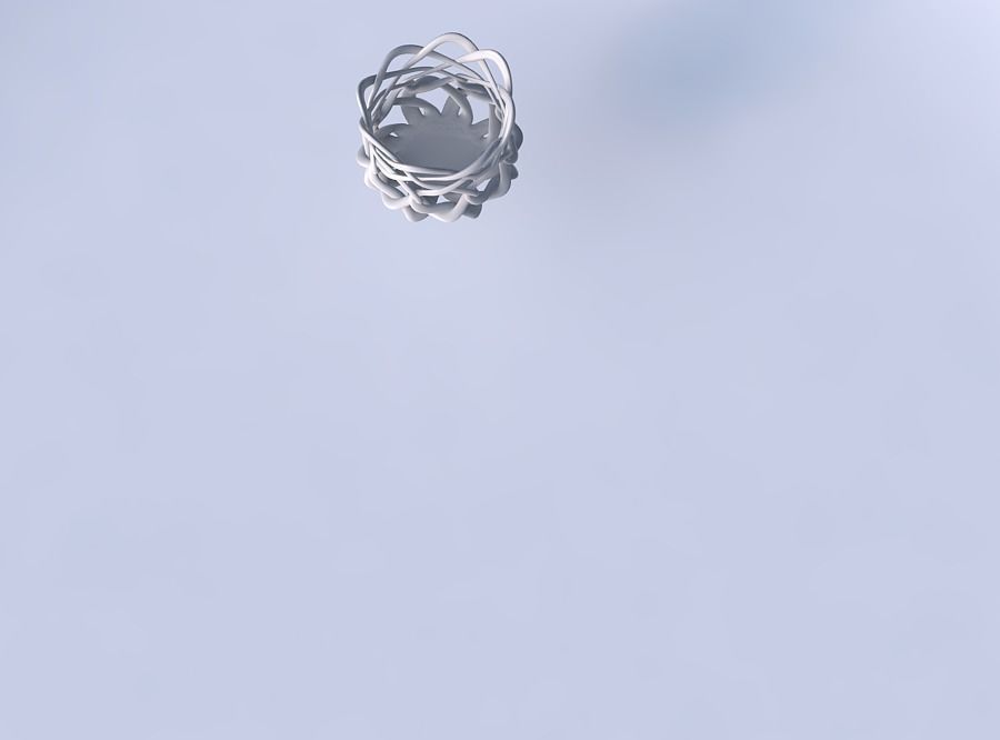 Bowl wide cylindrical with interlacing thin lattice streched top 3D print model_2