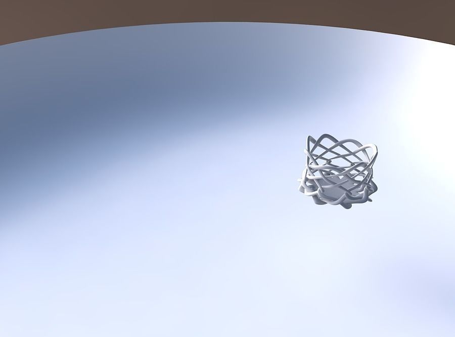 Bowl wide cylindrical with interlacing thin lattice streched top 3D print model_3