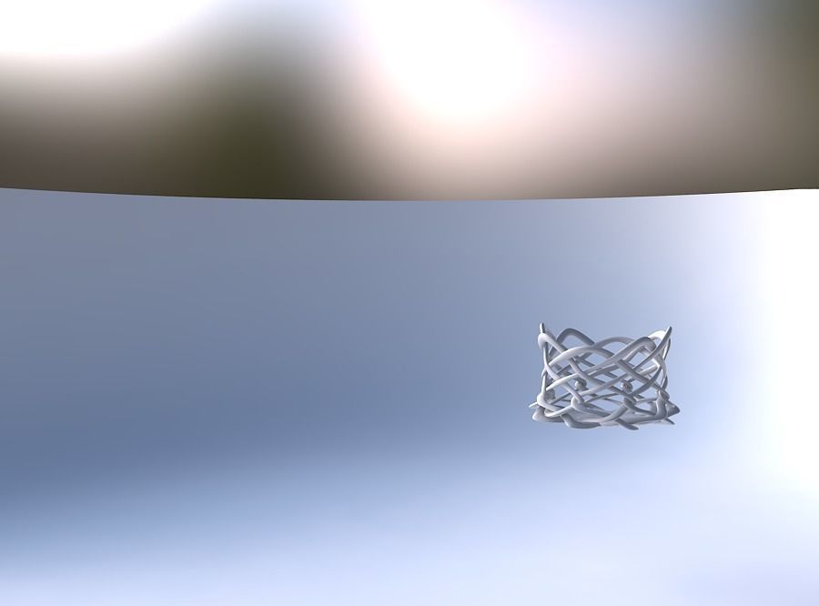 Bowl wide cylindrical with interlacing thin lattice streched top 3D print model_4