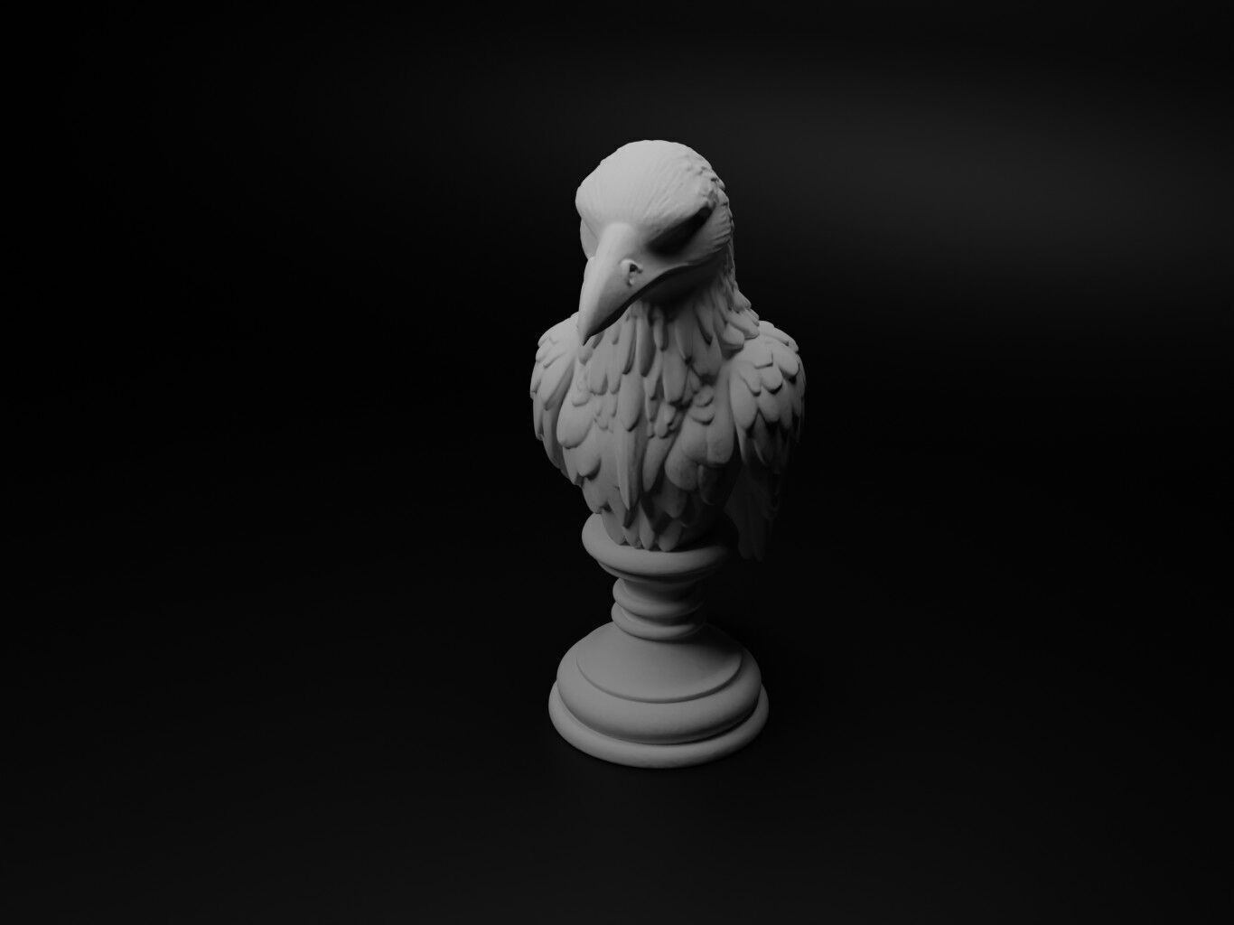 Crow Animal Bust Chess 3D print model_1