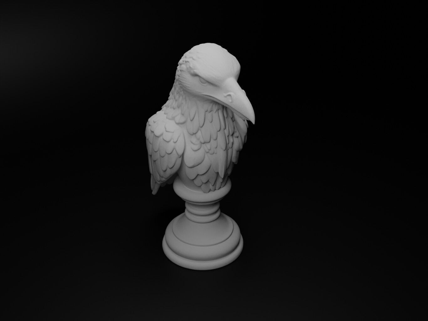 Crow Animal Bust Chess 3D print model_2