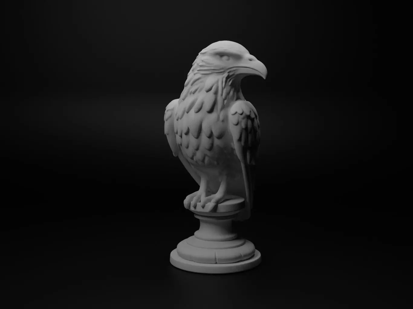 Crow Animal Bust Chess 3D print model_0