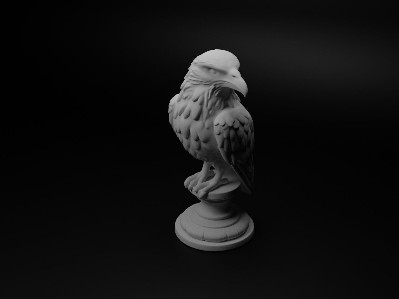 Crow Animal Bust Chess 3D print model_1