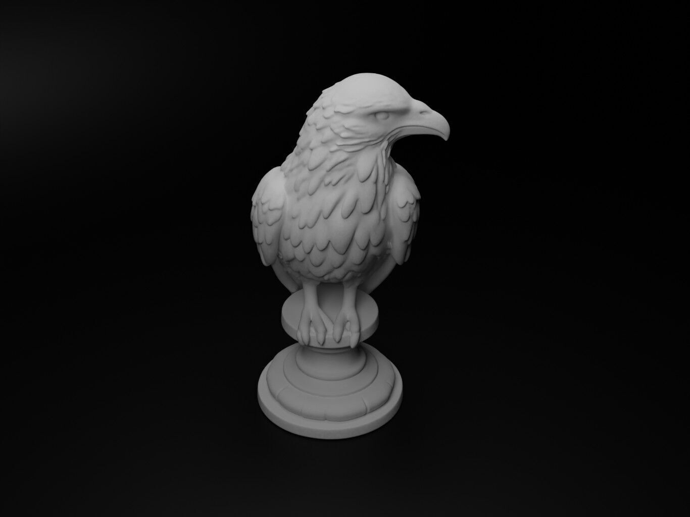 Crow Animal Bust Chess 3D print model_2