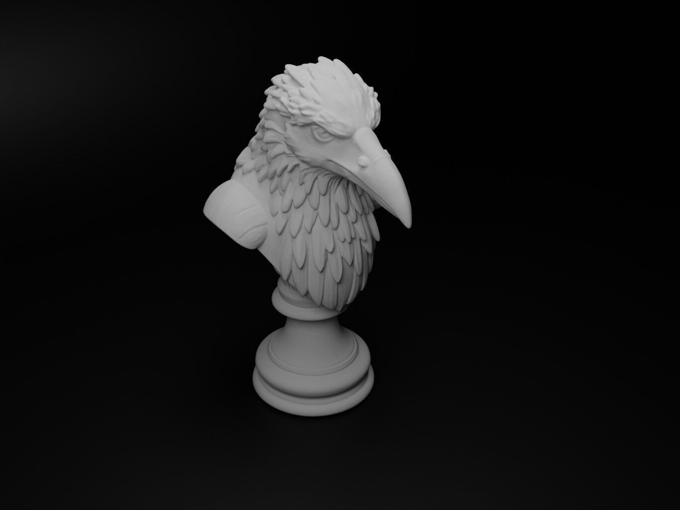 Crow Animal Bust Chess 3D print model_2