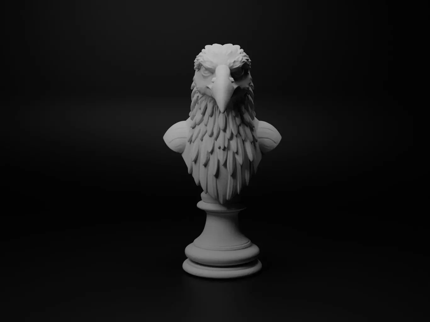 Crow Animal Bust Chess 3D print model_0