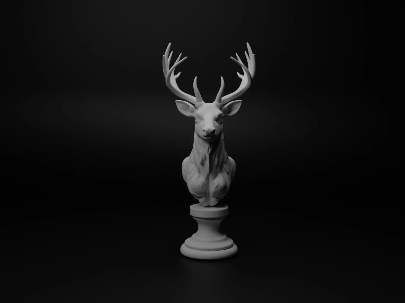 Deer Animal Bust Chess 3D print model_0