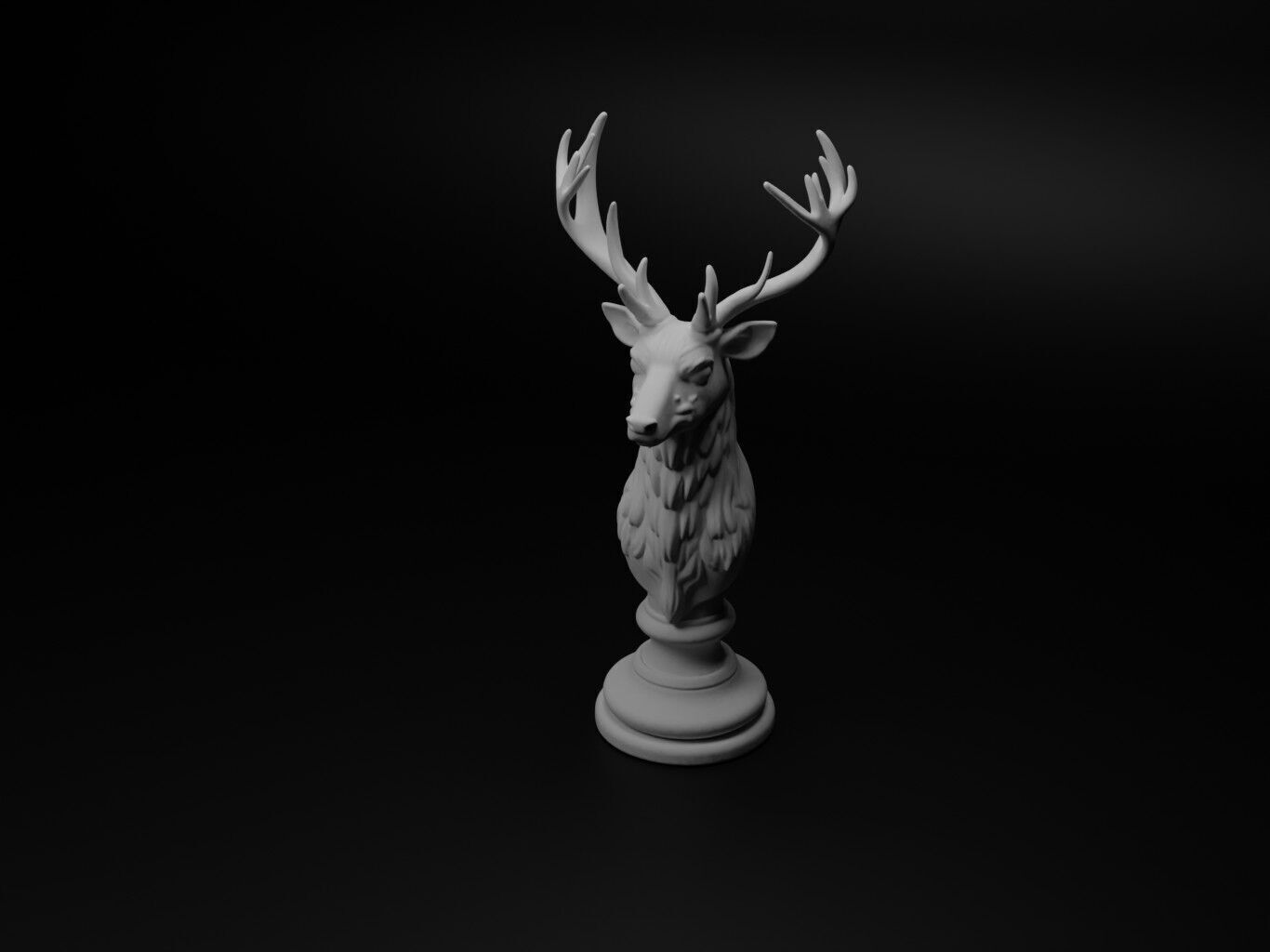 Deer Animal Bust Chess 3D print model_1